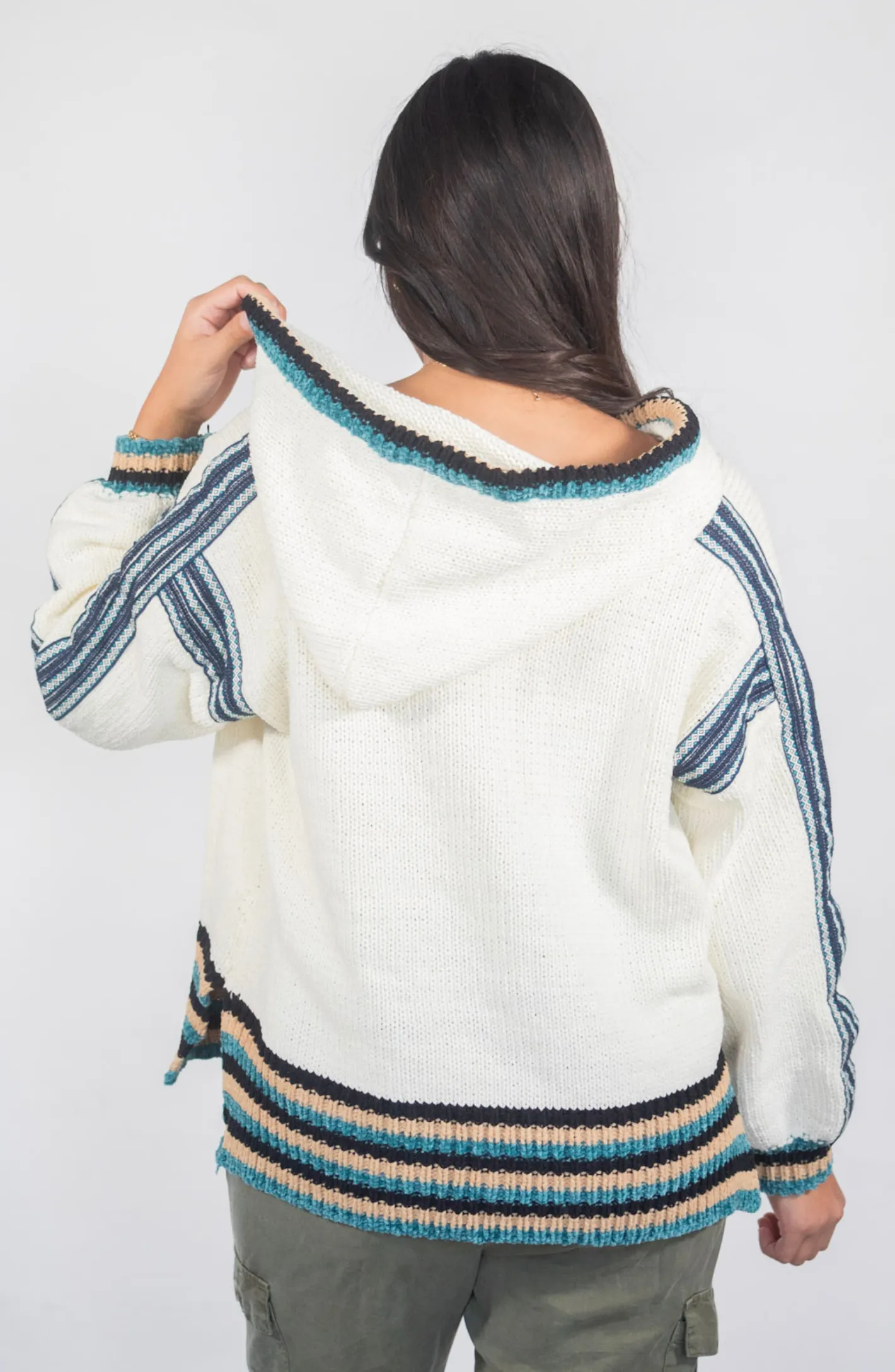 Better Late Than Never Cream Crochet Hoodie