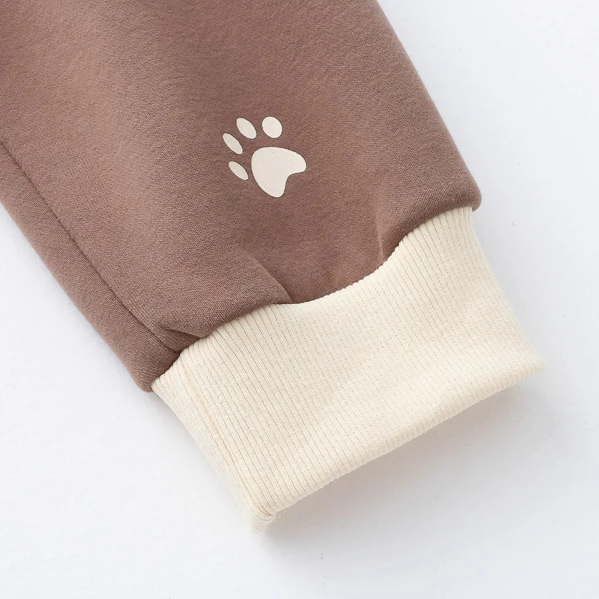 Cartoon Bear Round Neck Thick Hoodie