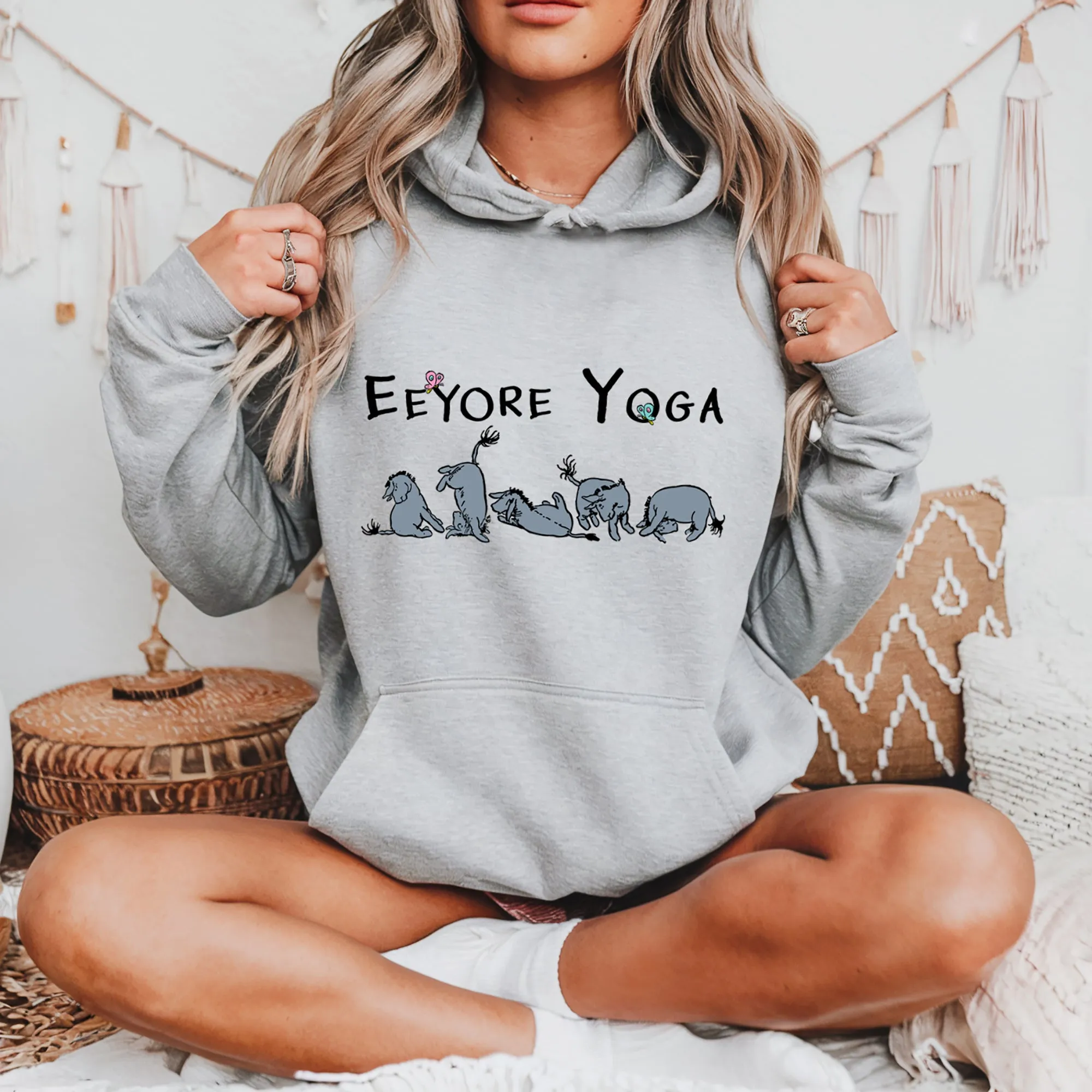 Eeyore Yoga Hoodie, Funny Yoga Top