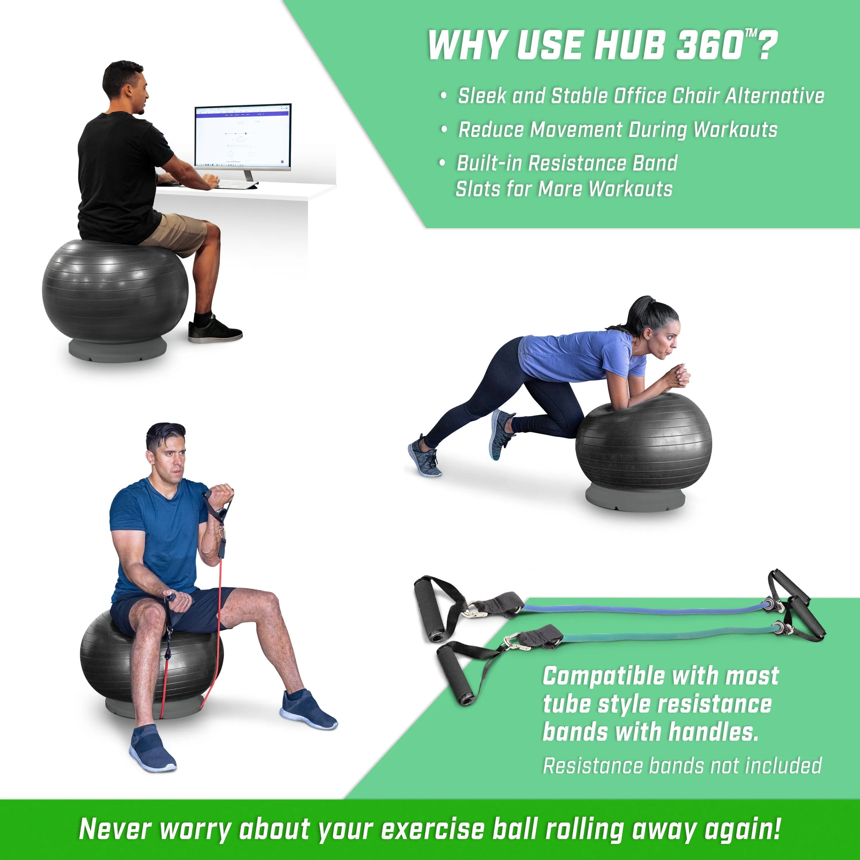 GoSports Hub 360 Fitness Ball Base - Charcoal