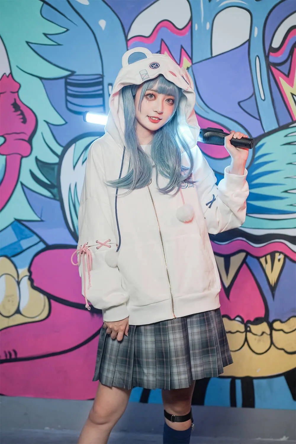 Harajuku Bear Hoodie Zipper Long Sleeve Couple Coat