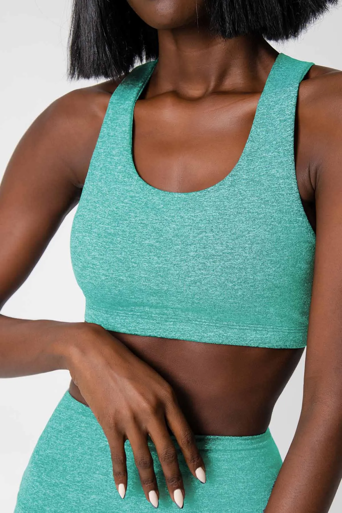 Heather Mint Stella Green UV 50  Seamless Racerback Sports Bra - Women