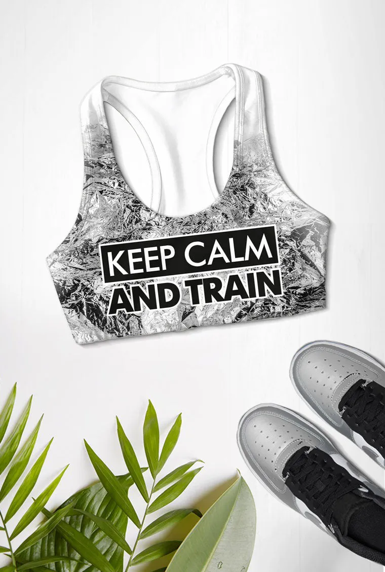 Keep Calm and Train Stella White Black Seamless Sport Yoga Bra - Women