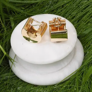 Modernist Italian 14k Gold Wide Hoops