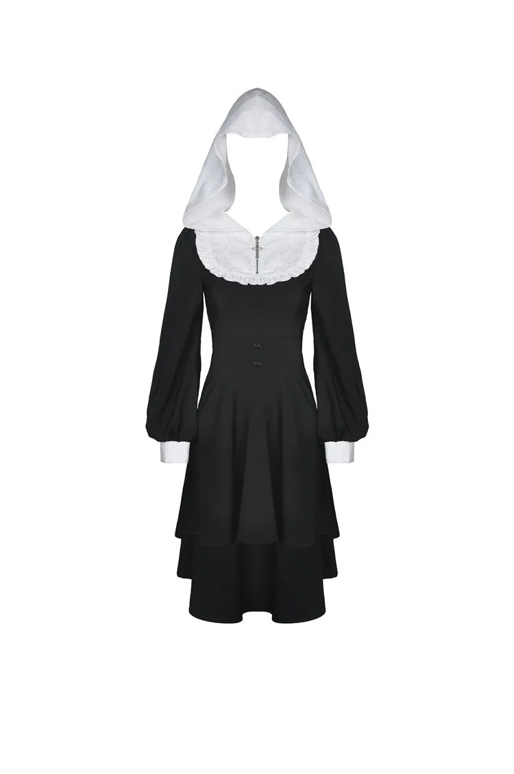 Retro zipper white hoodie rebel black dress DW500