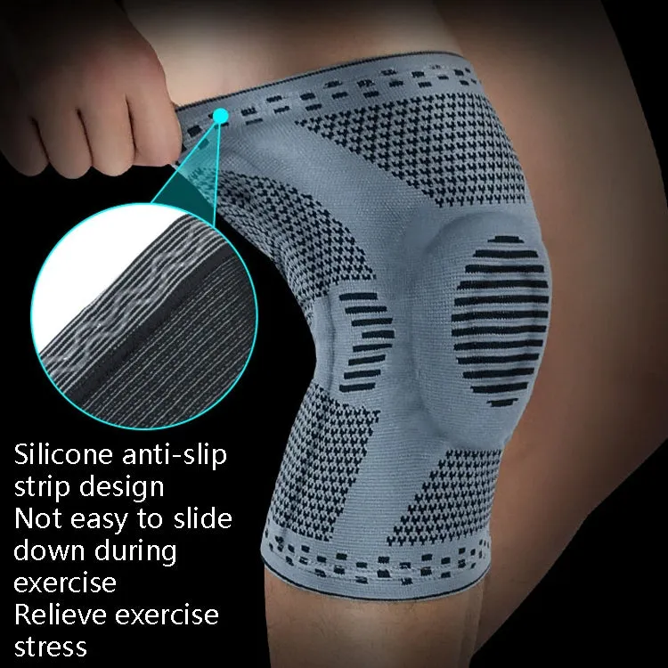 Sports Knee Pads Anti-Collision Support Compression Keep Warm Leg Sleeve Knitting Basketball Running Cycling Protective Gear, Size: XL(Black Gray)